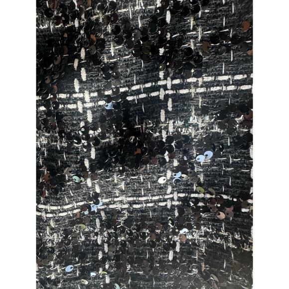 NWT Gianni Bini Black White Roux Tweed Metallic Sequin Mini Skirt 10 - Picture 3 of 7